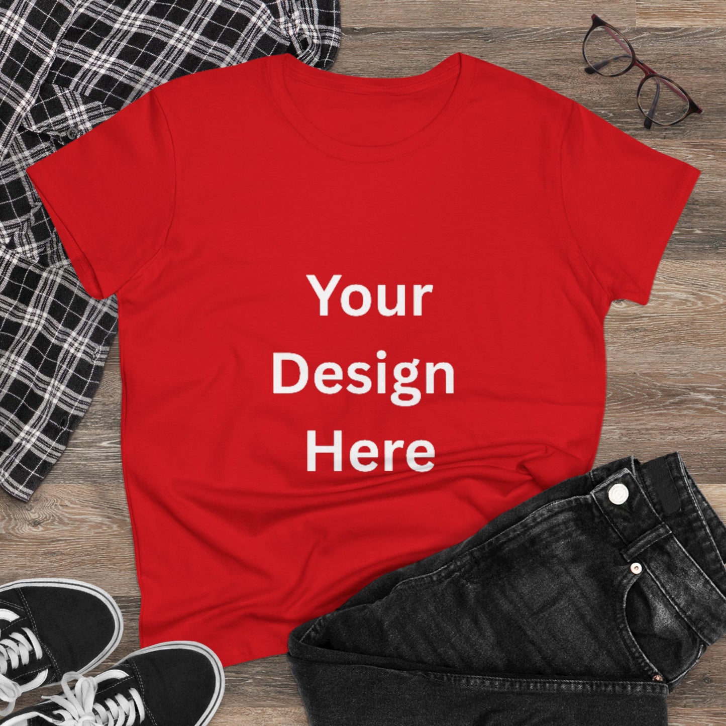 Customizable Women's Midweight Cotton Tee - Personalize with Your Design