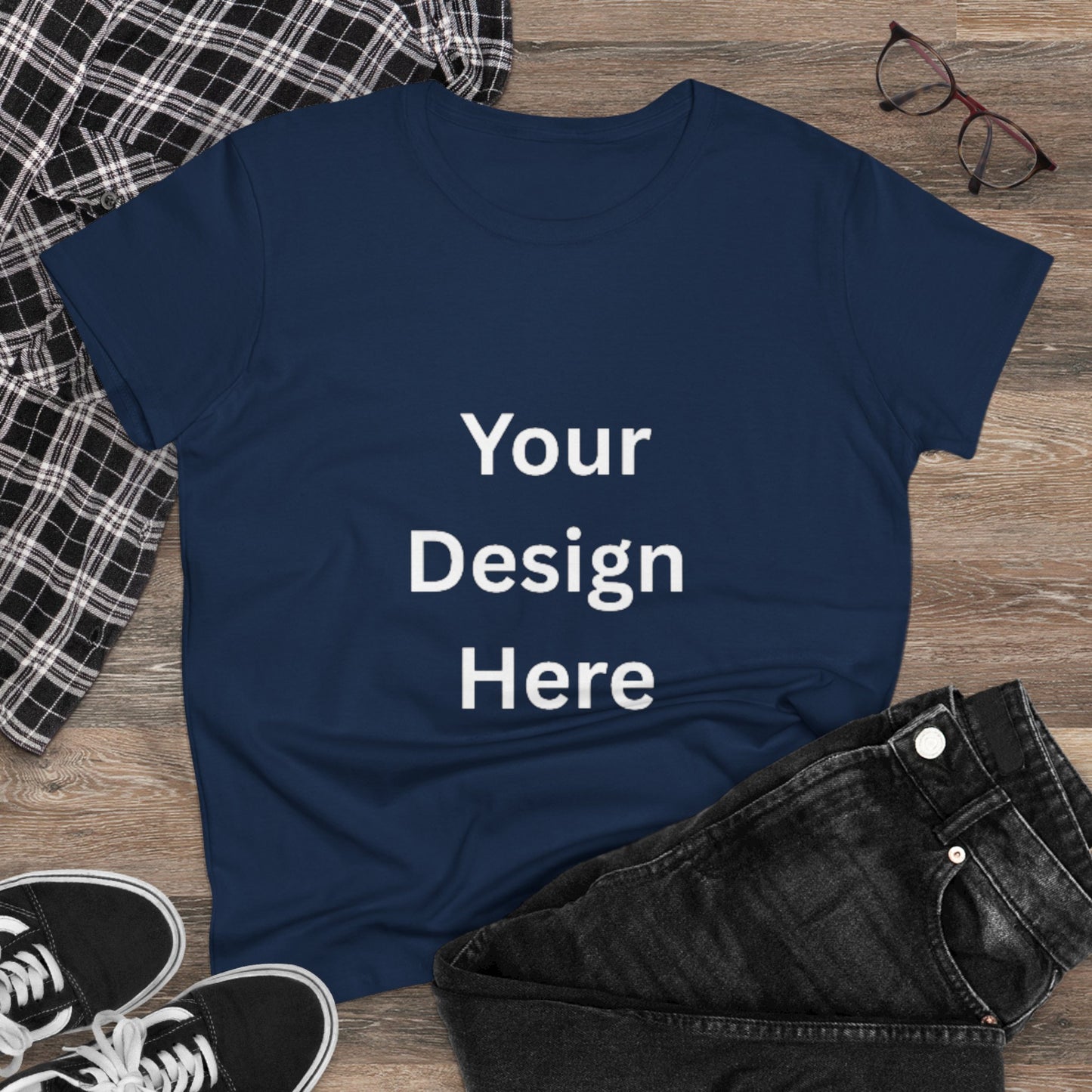 Customizable Women's Midweight Cotton Tee - Personalize with Your Design