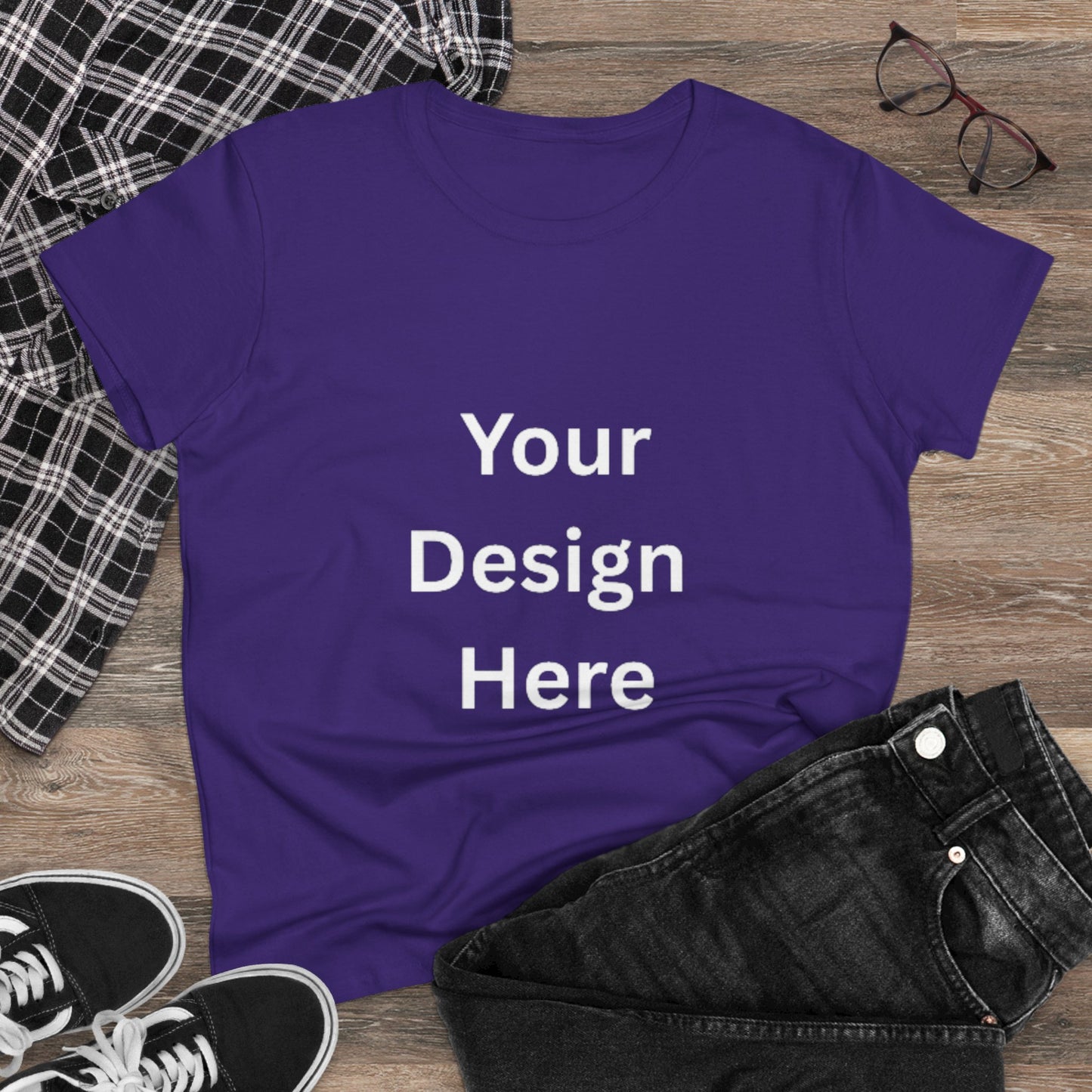 Customizable Women's Midweight Cotton Tee - Personalize with Your Design