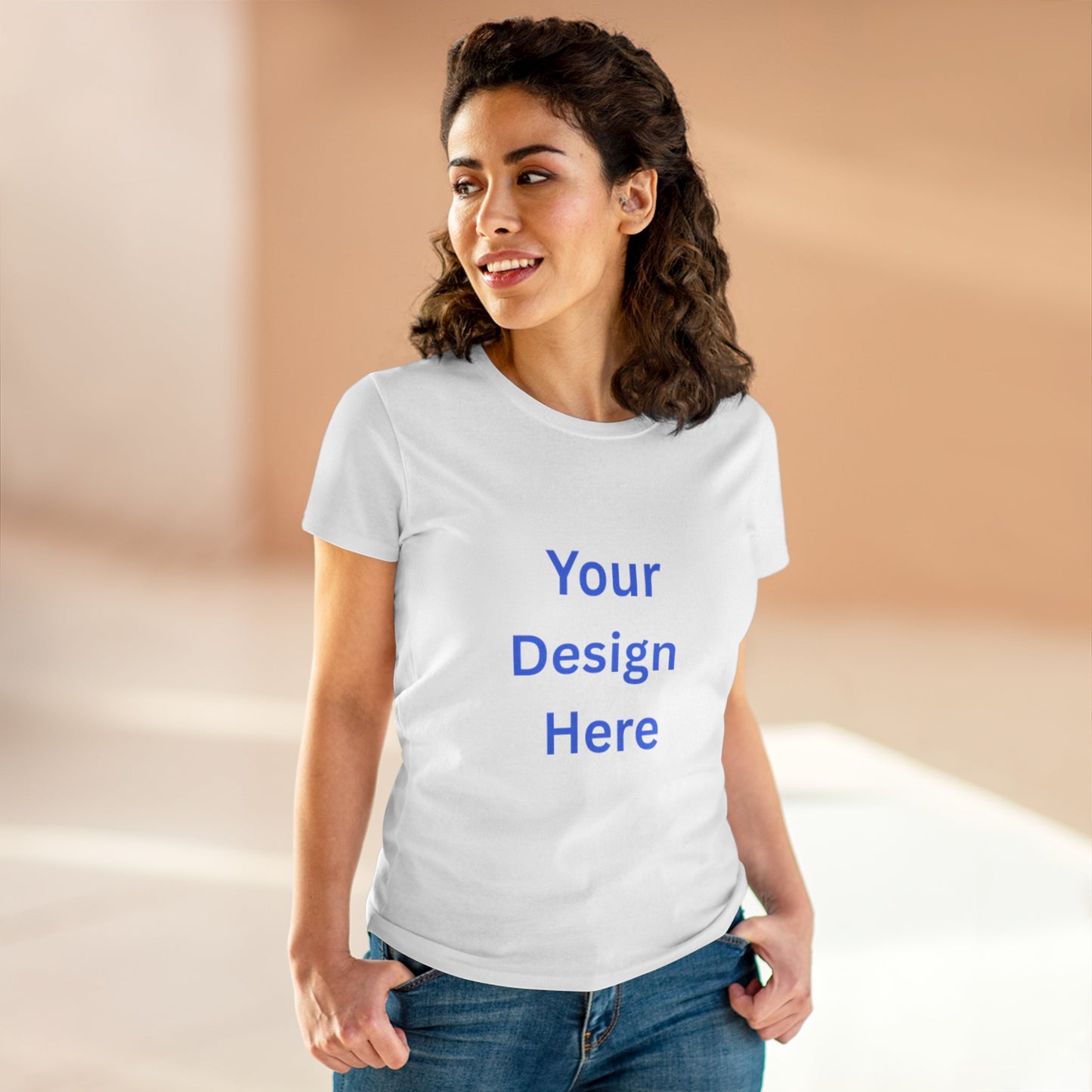 Customizable Women's Midweight Cotton Tee - Personalize with Your Design