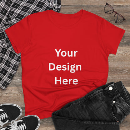 Customizable Women's Midweight Cotton Tee - Personalize with Your Design