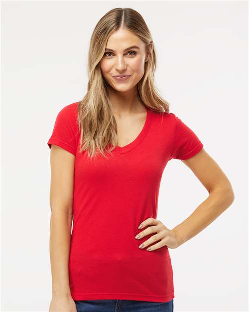 M&O - Women's Deluxe Blend V-Neck T-Shirt - 3542